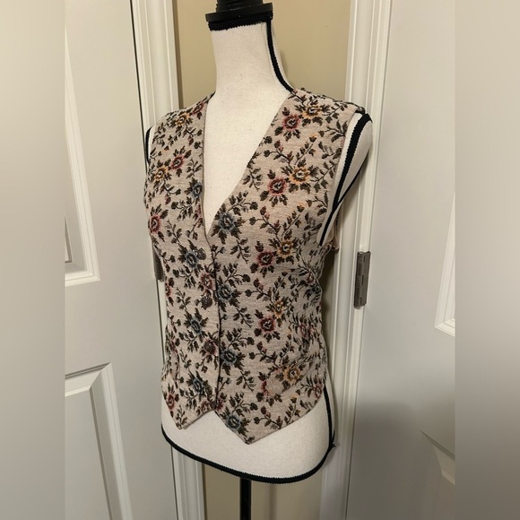 Vintage Floral Patterned Sleeveless vest Top 20% wool - Picture 3 of 8